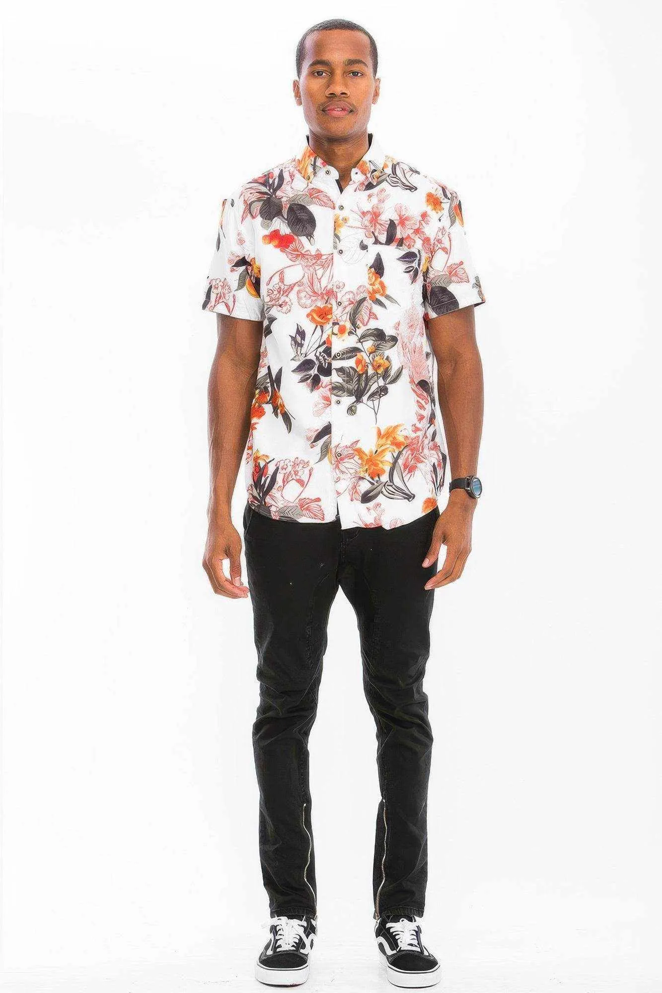 Hawaiian Print Button Down Shirt