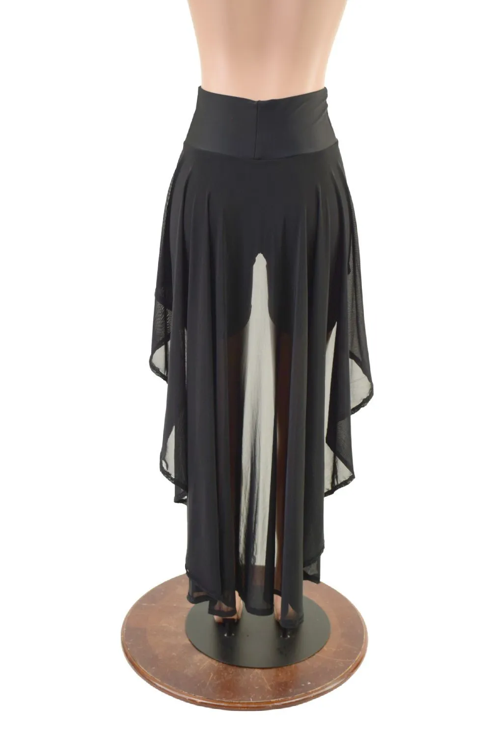 High Waist Bike Shorts with Attached Hi Lo Mesh Overskirt