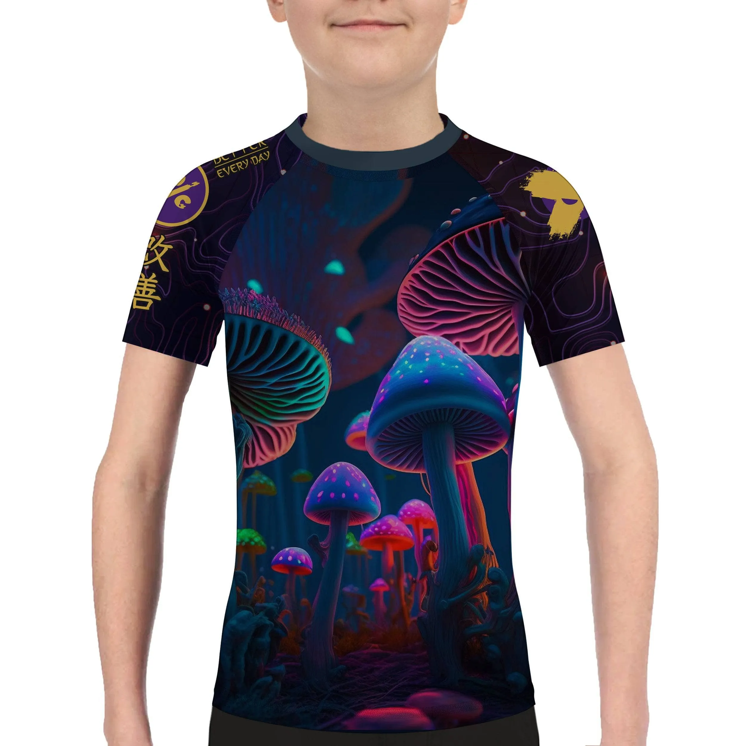 Indigo Mushroom Kids BJJ Rash Guard