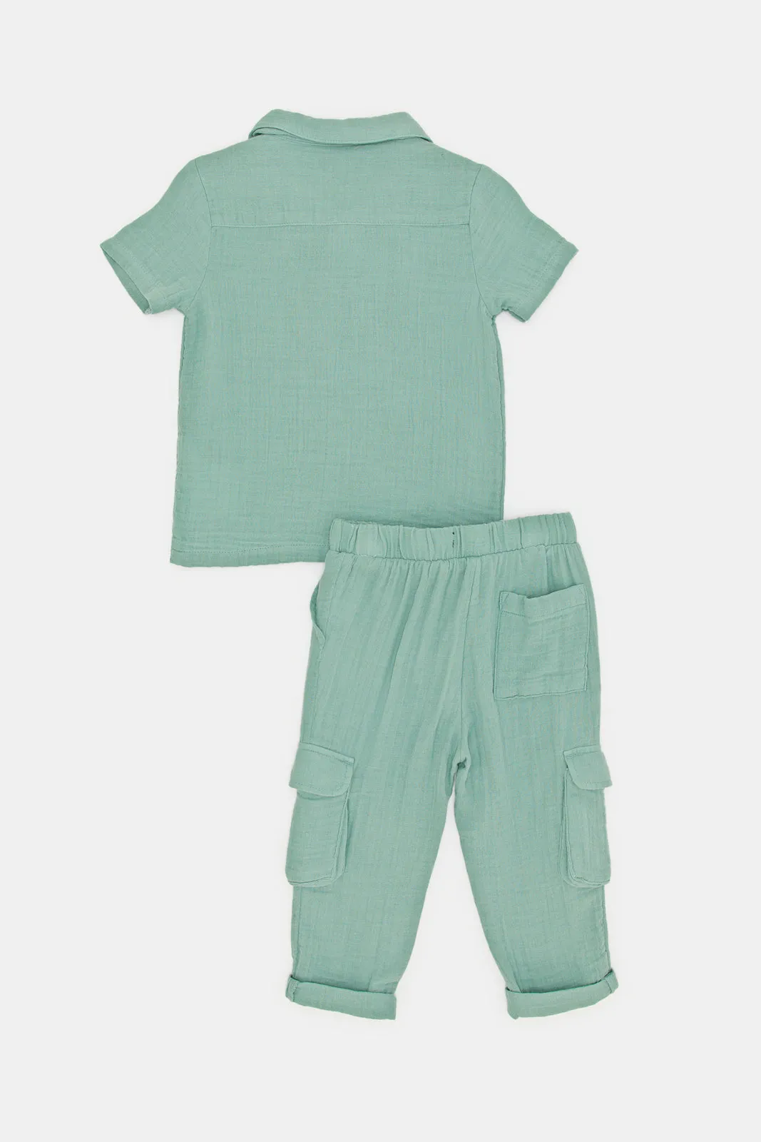 Infant Boys Teal Polo Shirt And Pants Casual Set (2 Piece)