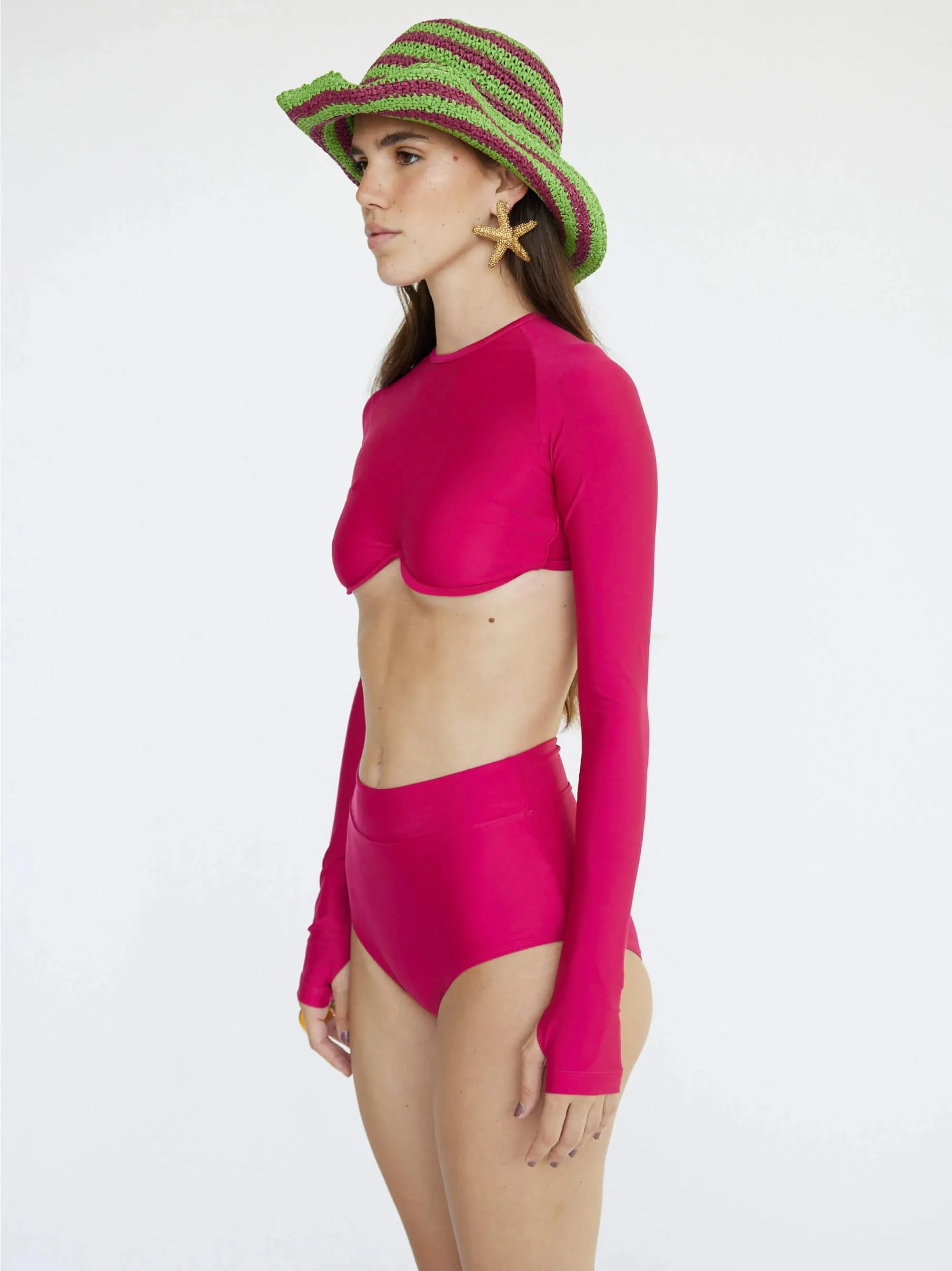 Joana - High Rise Moderate Coverage Swim Bottom | Magenta