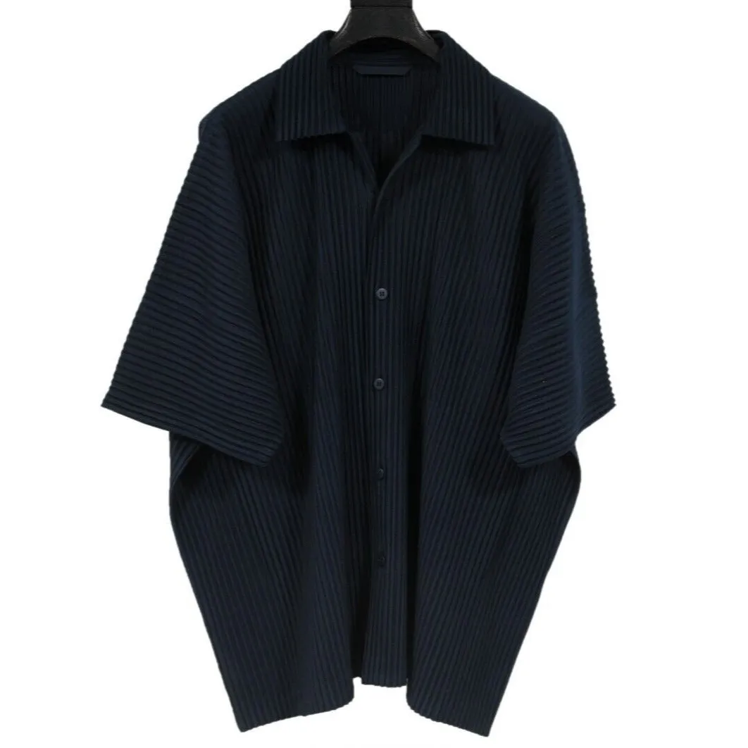 July Button Down Shirt US 2  Navy Blue Pleated