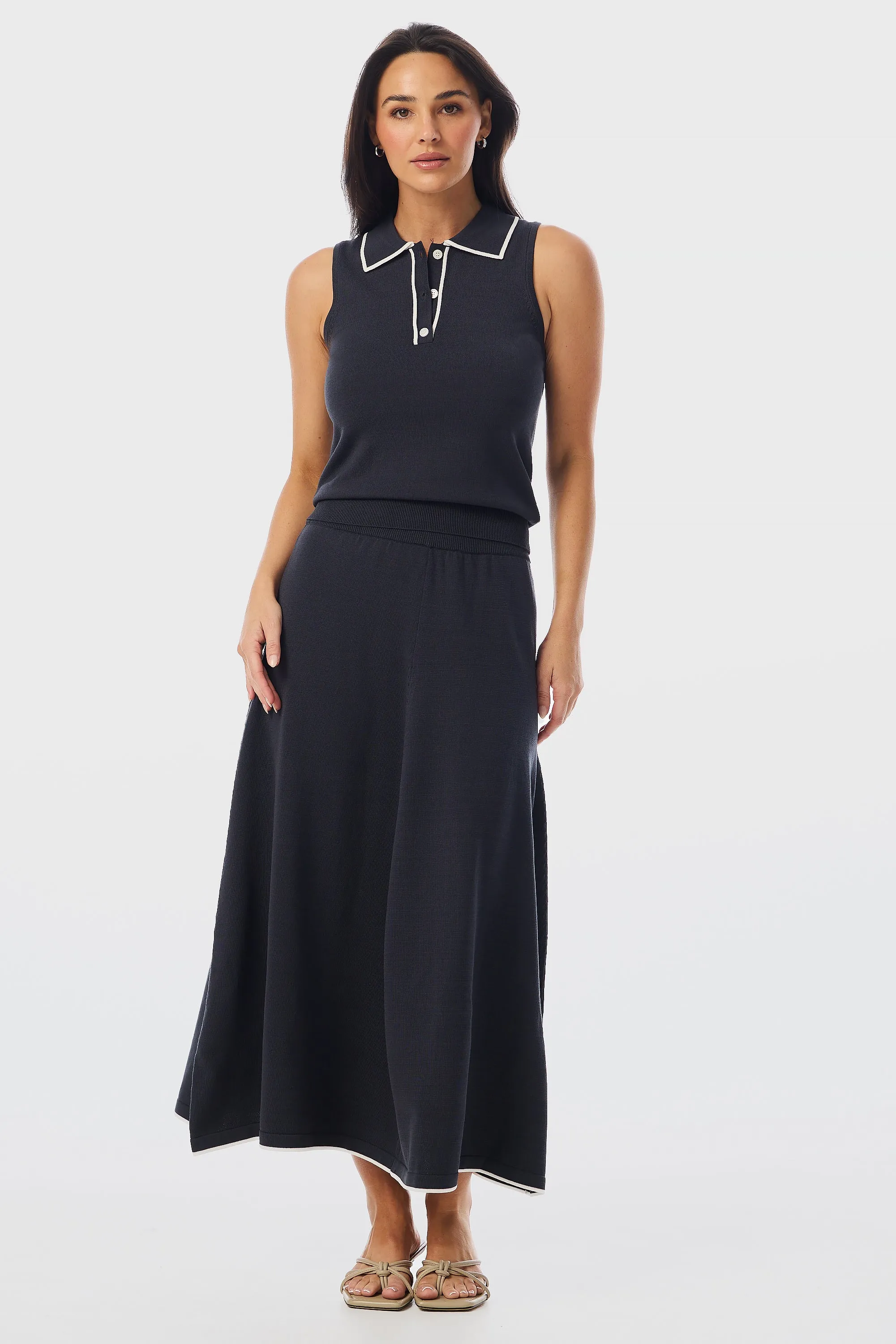 Knit Midi Skirt - Charcoal