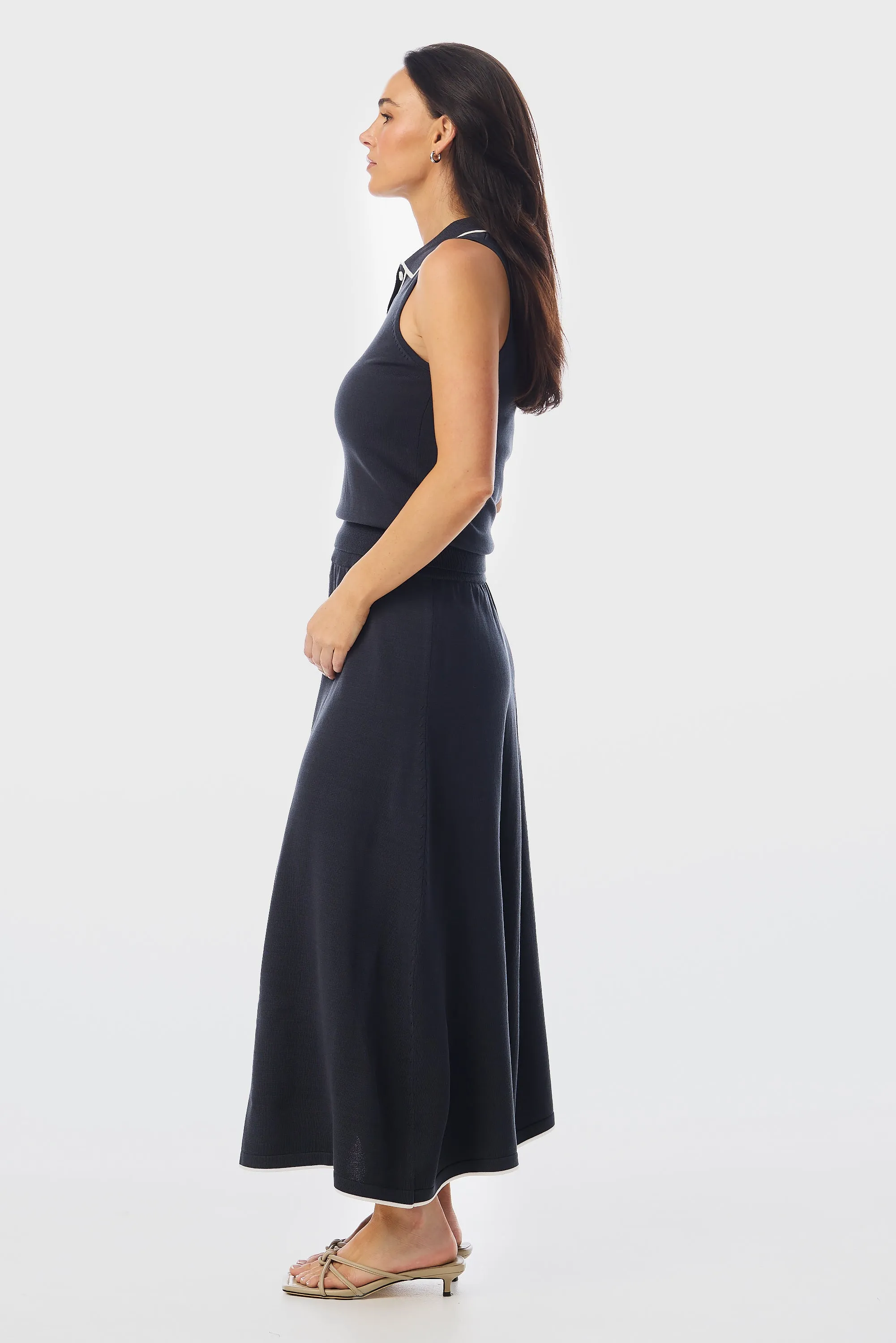 Knit Midi Skirt - Charcoal