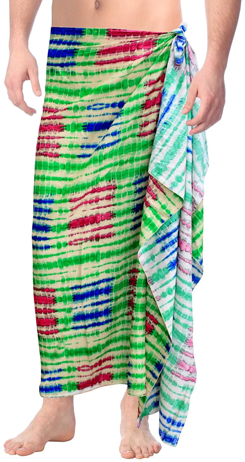 LA LEELA Authentic Rayon Mens Lightweight Beach Towel Swimwear Hawaiian Wrap Pareo Sarong