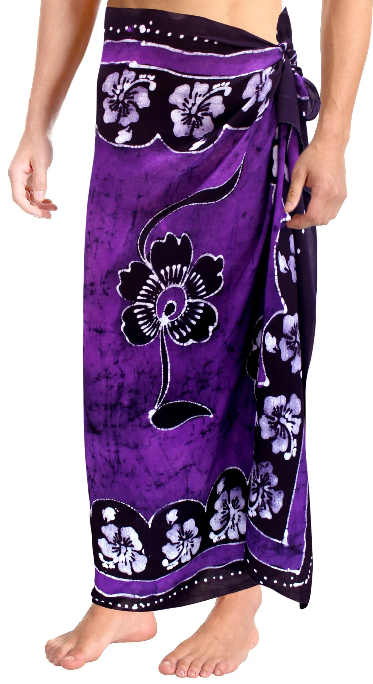 La Leela Men's Hawaiian Beach Wrap Sheer Sarong Swimming Bathing Suit Towel Beachwear Swim Pareo Cover up Long 72"X42"  Purple 137333
