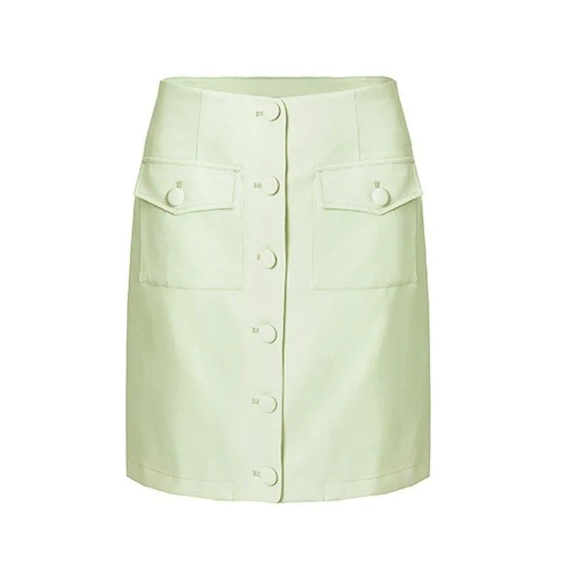 light pastel green Crop blazer Top    High Waist Mini two piece Skirt suit set - Rowq