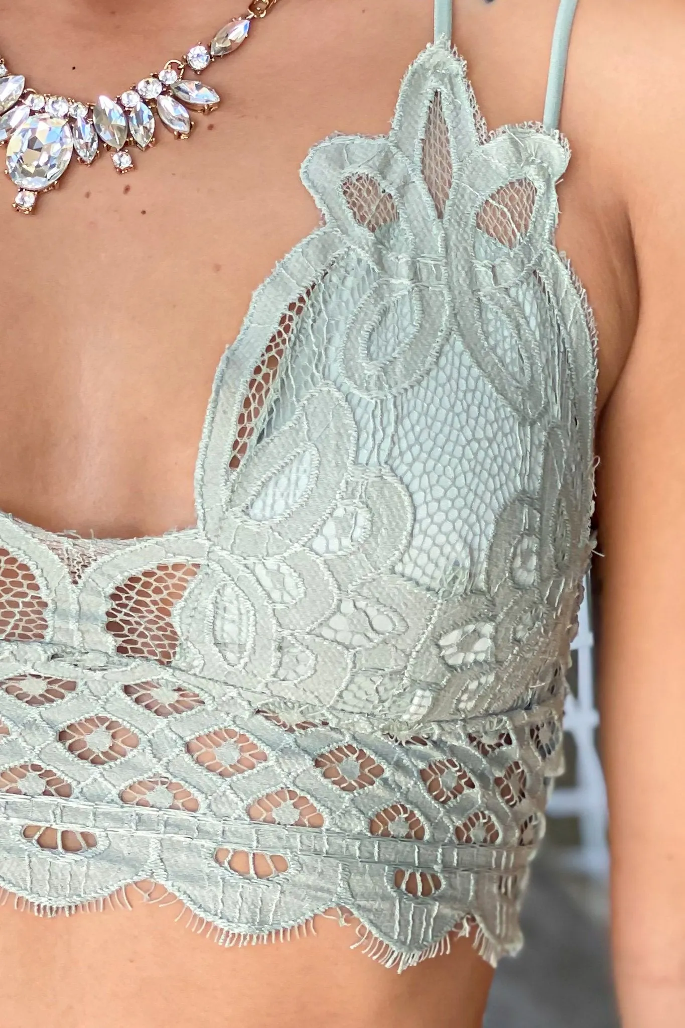 Light Sage Bralette with Criss Cross Back