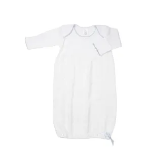 Long Sleeve Lap Shoulder Gown - White/Blue