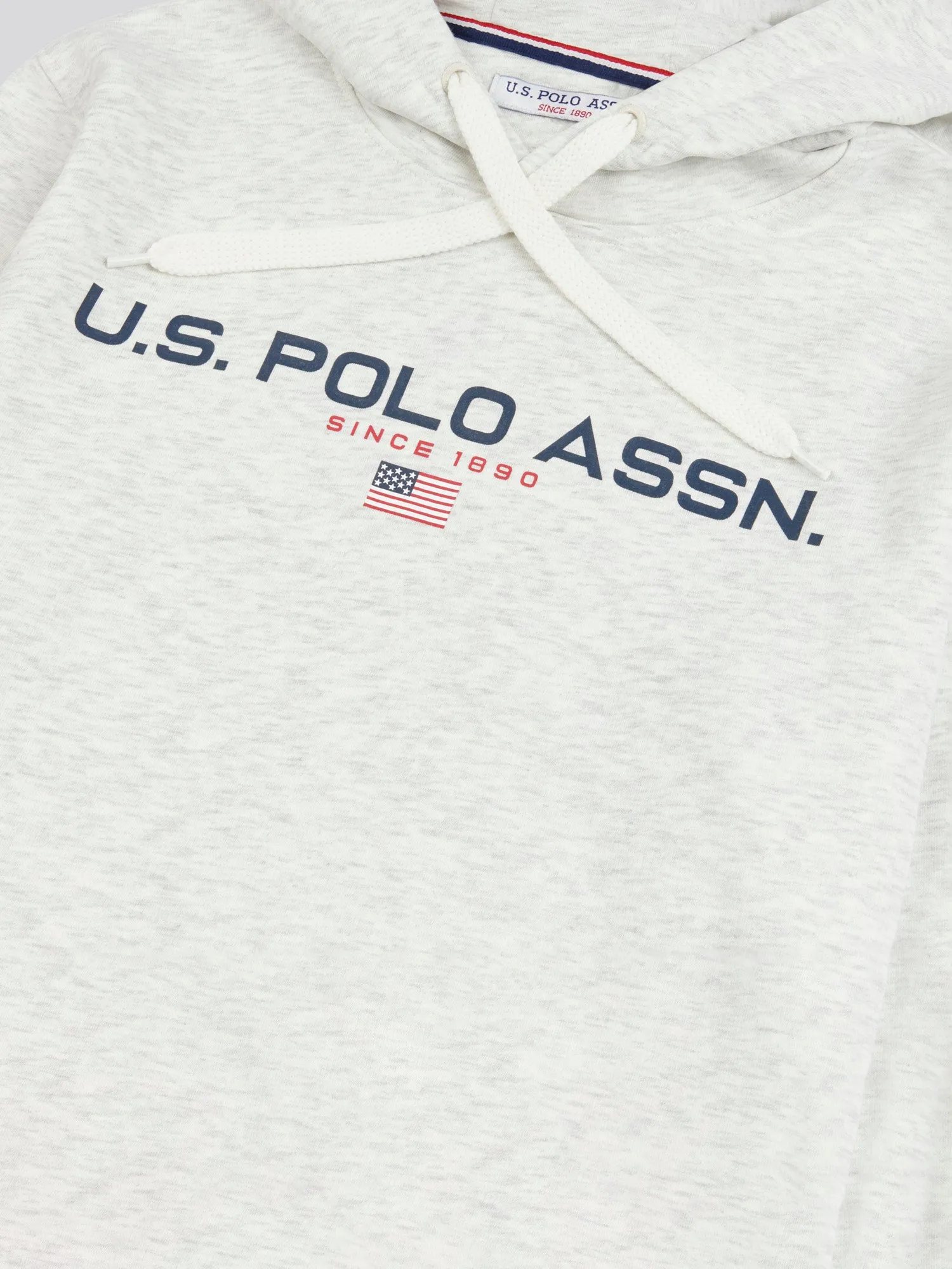 Mens Block Flag Graphic Hoodie in Light Grey Marl