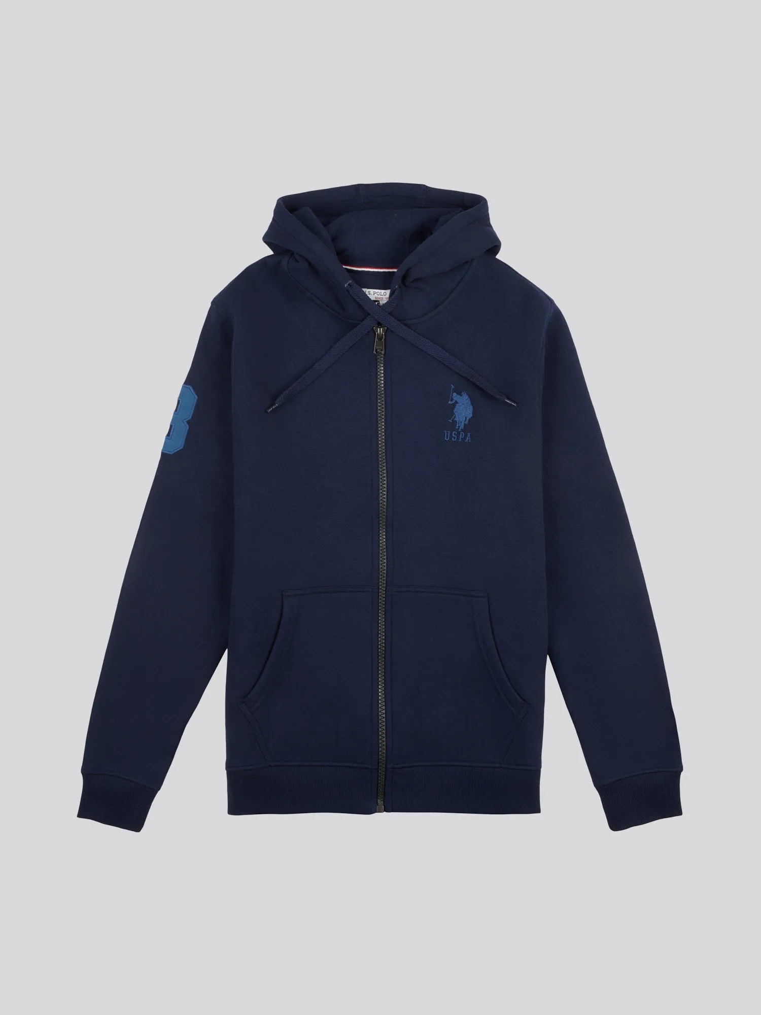 Mens Player 3 Zip-Through Hoodie in Navy Blue