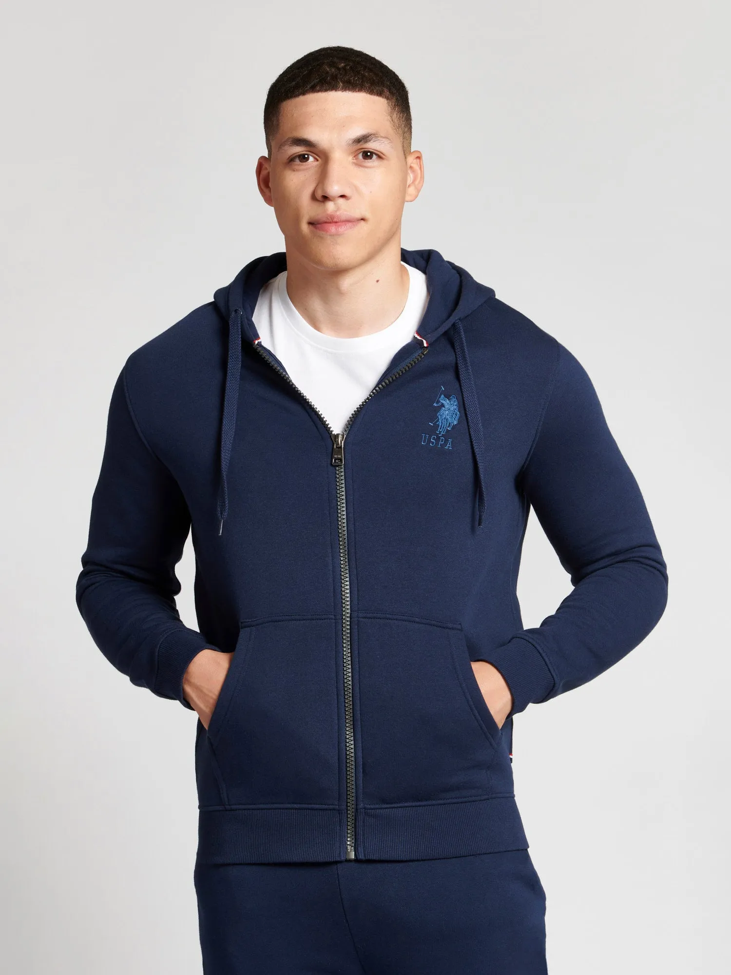 Mens Player 3 Zip-Through Hoodie in Navy Blue
