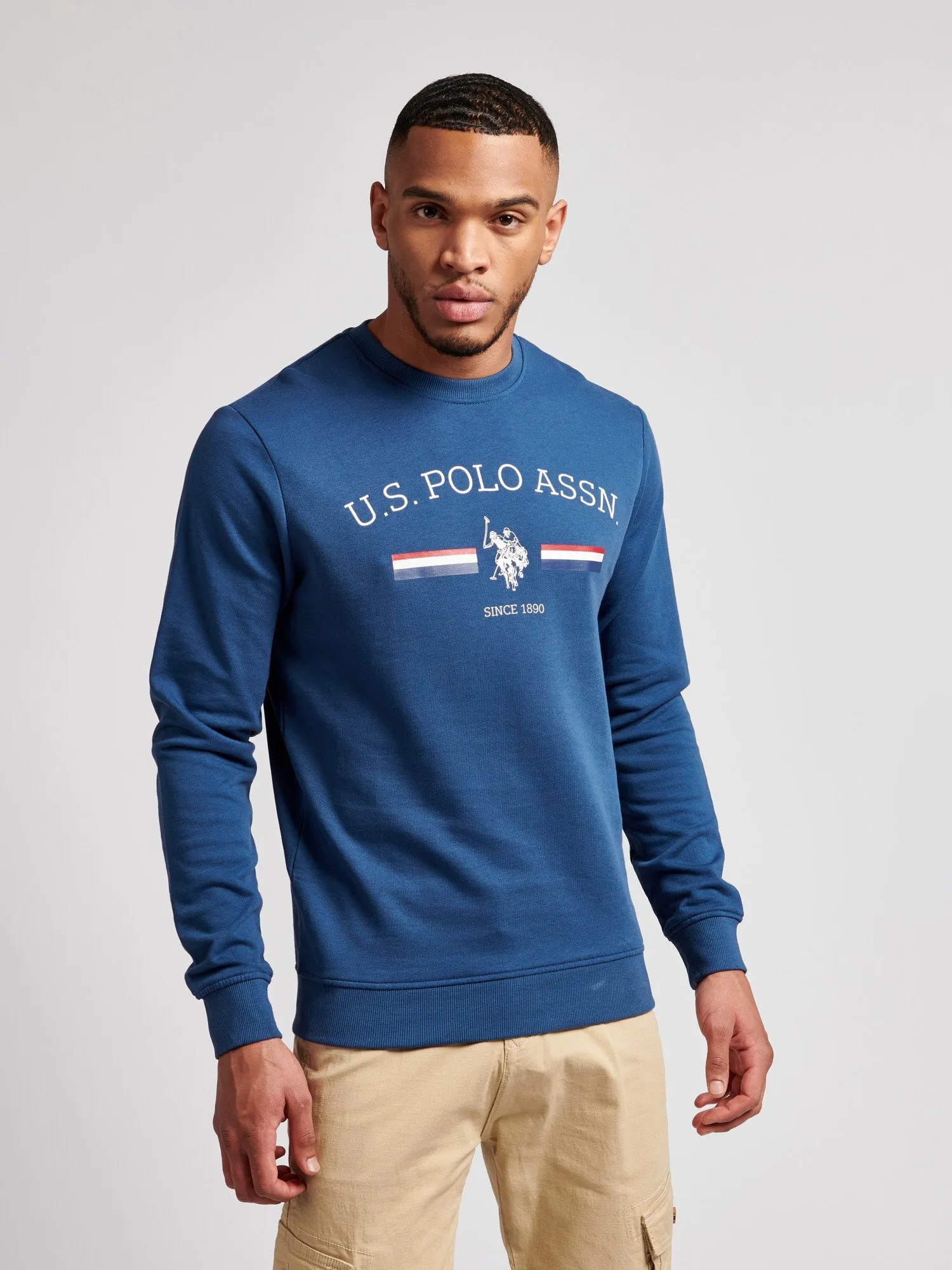Mens Rider Crew Neck Sweatshirt in Dark Denim
