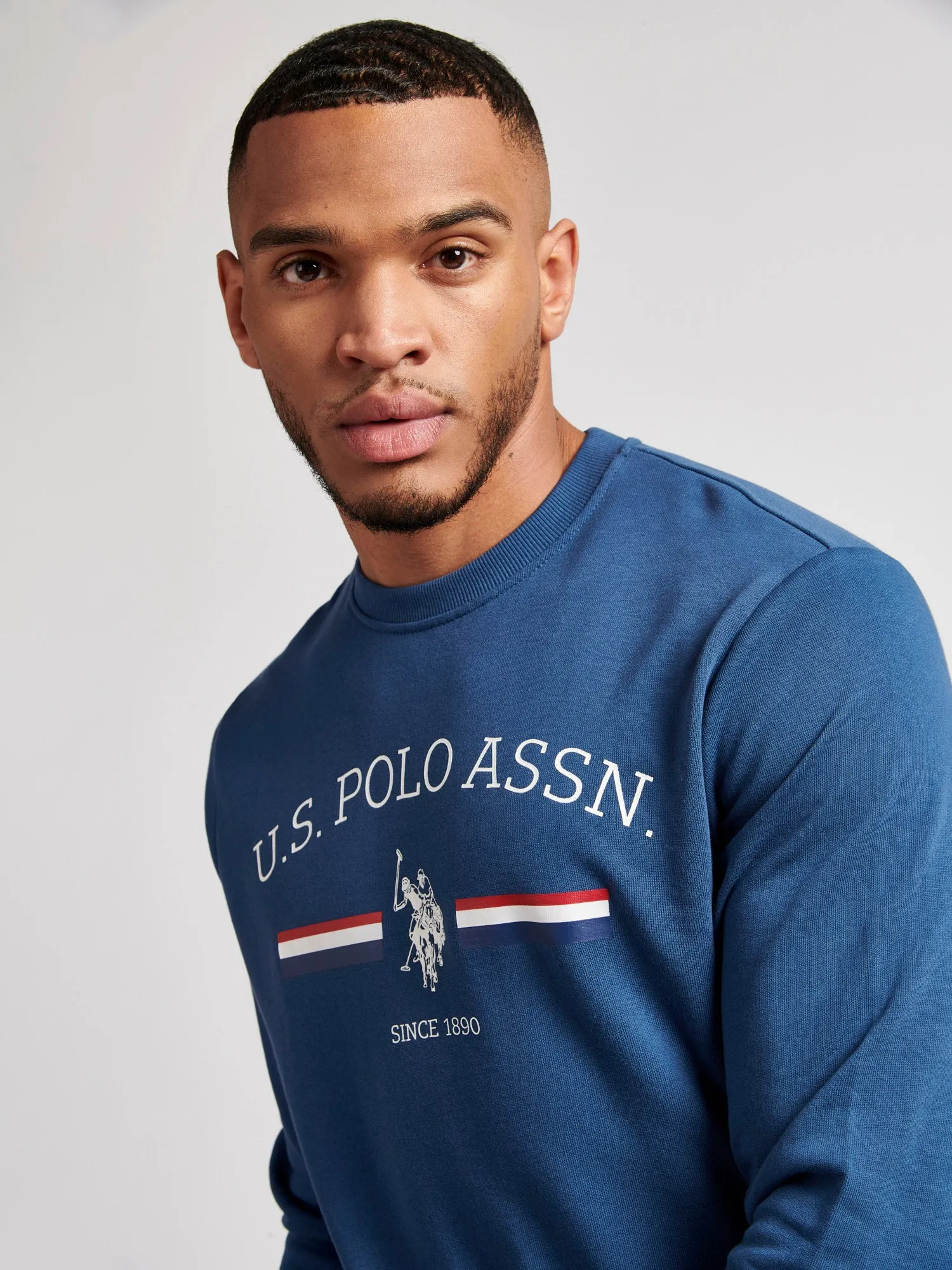 Mens Rider Crew Neck Sweatshirt in Dark Denim