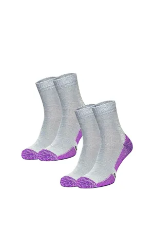 Merino Wool Running Socks - (Pack of 2) Grey Purple