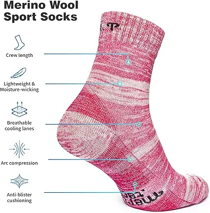 Merino Wool Running Socks - (Pack of 2) Heather Bordo