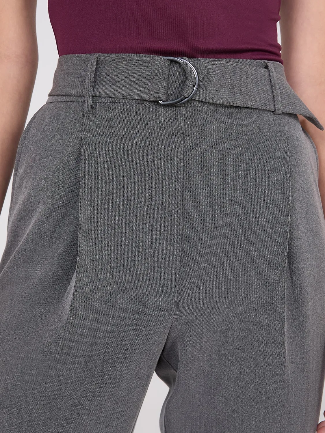 Mid-Rise Pleated Pants