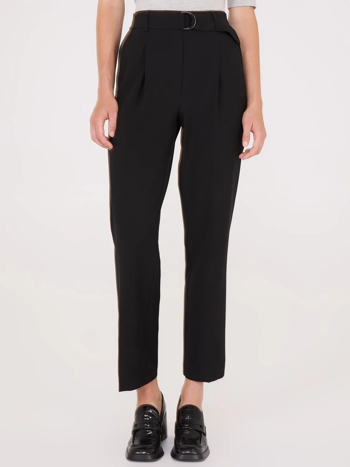 Mid-Rise Pleated Pants