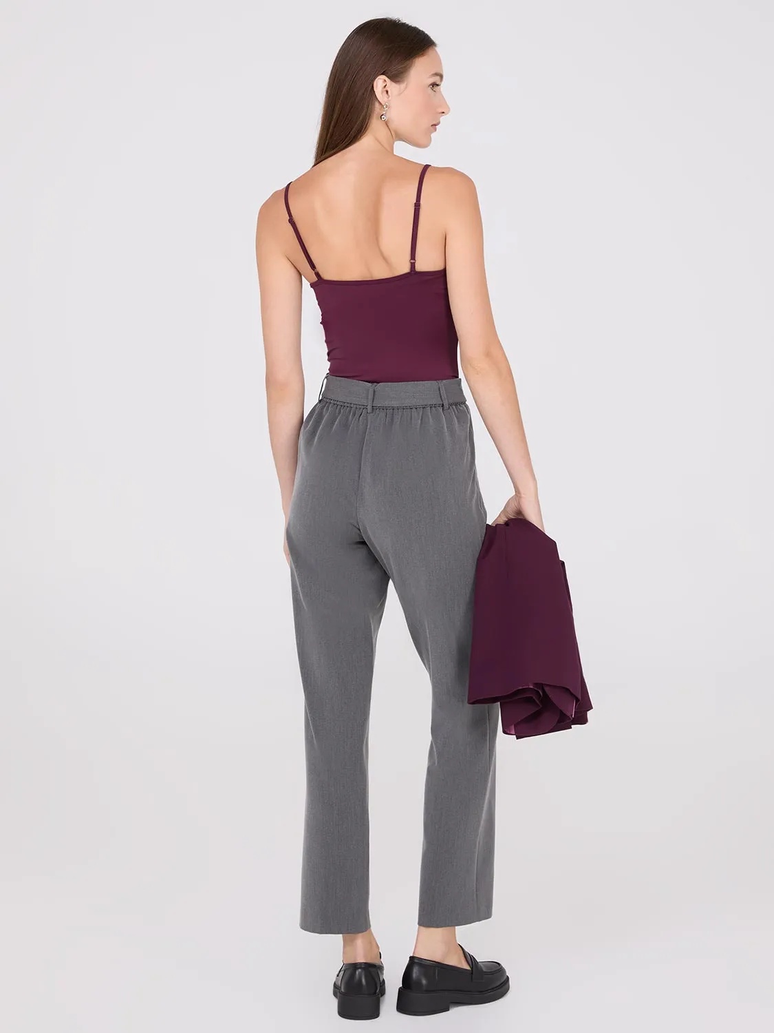 Mid-Rise Pleated Pants