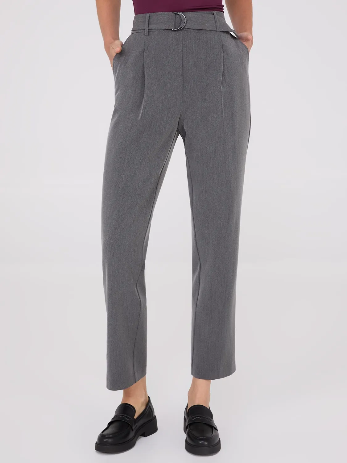 Mid-Rise Pleated Pants