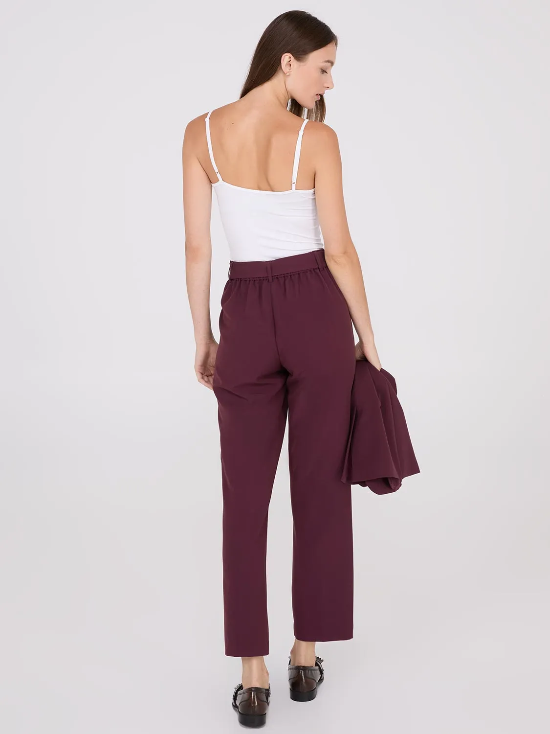 Mid-Rise Pleated Pants