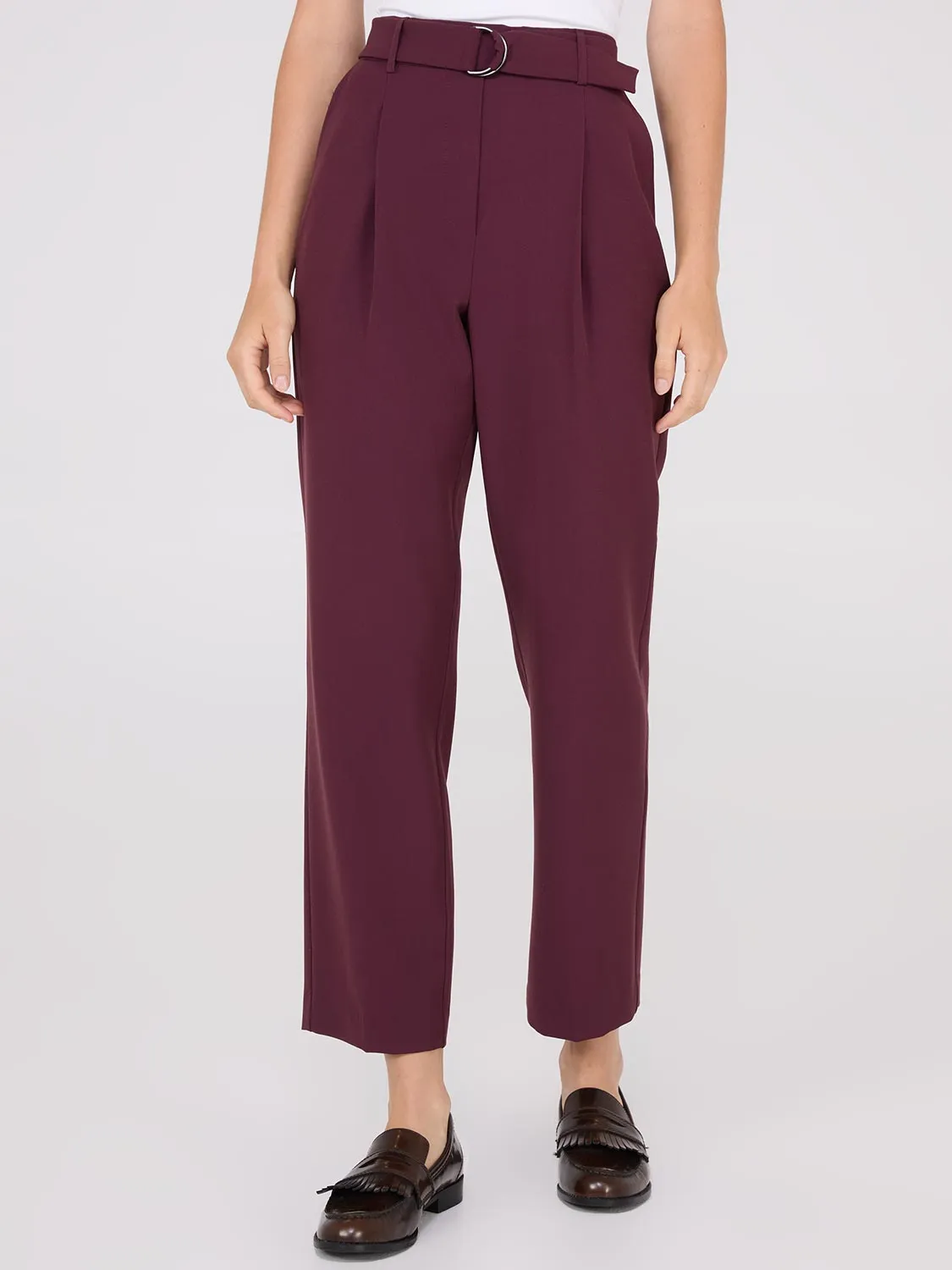 Mid-Rise Pleated Pants