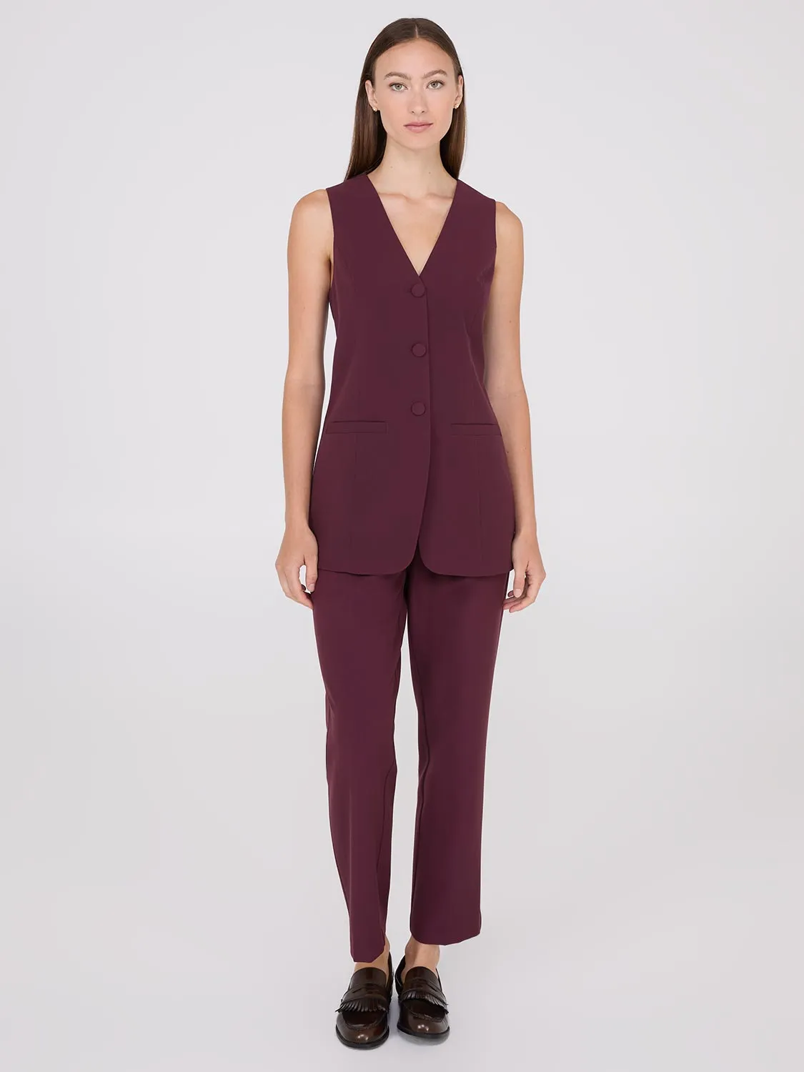 Mid-Rise Pleated Pants