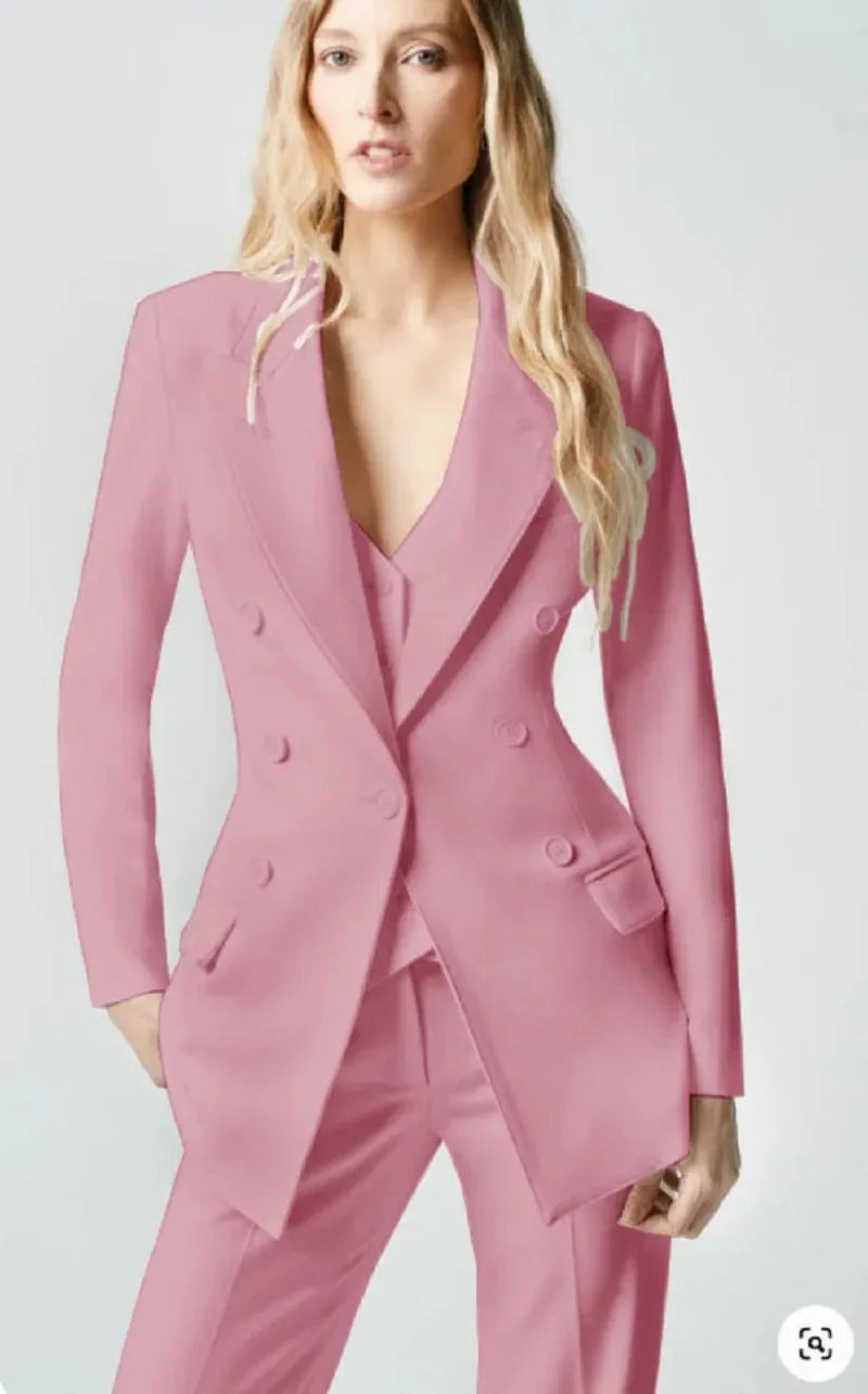 Modern Women's 3 Pcs Double Breast Formal Pant Suit Sets