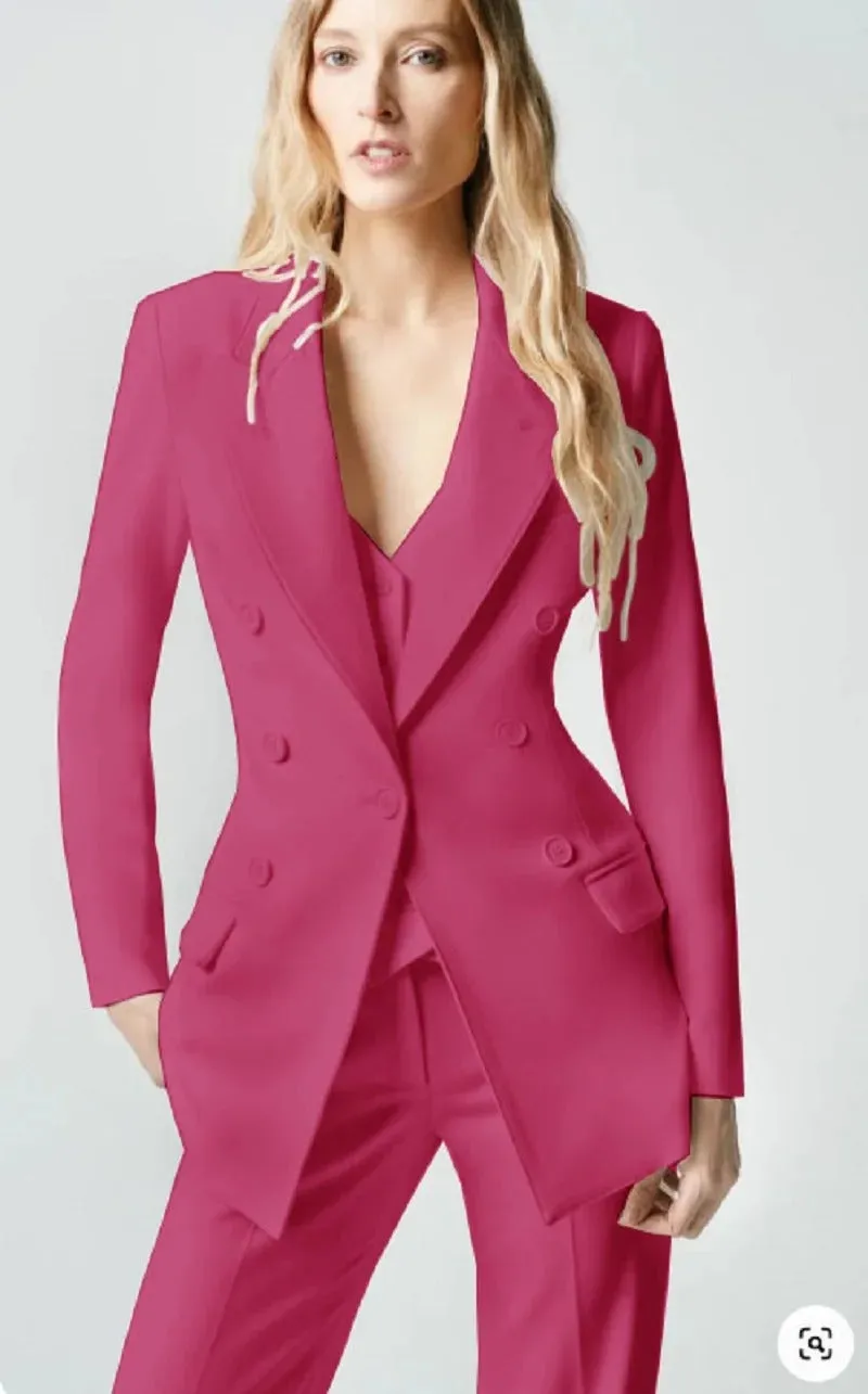 Modern Women's 3 Pcs Double Breast Formal Pant Suit Sets