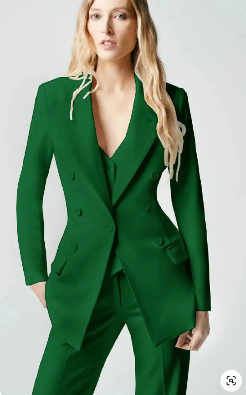 Modern Women's 3 Pcs Double Breast Formal Pant Suit Sets