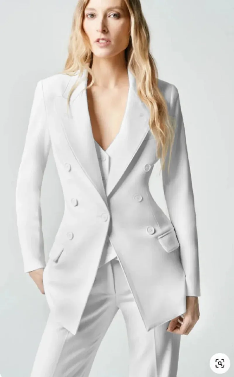 Modern Women's 3 Pcs Double Breast Formal Pant Suit Sets