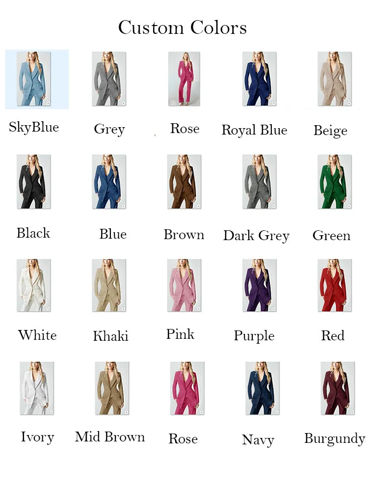 Modern Women's 3 Pcs Double Breast Formal Pant Suit Sets