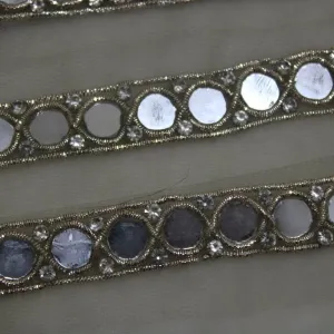 Multicolor Mirror Work Embellished Handwork Trim (Wholesale)