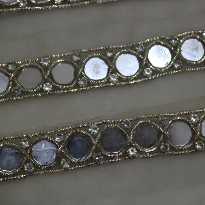 Multicolor Mirror Work Embellished Handwork Trim (Wholesale)