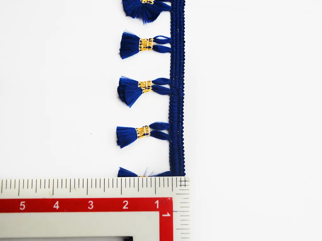 Navy Blue Thread Work Tassel Lace