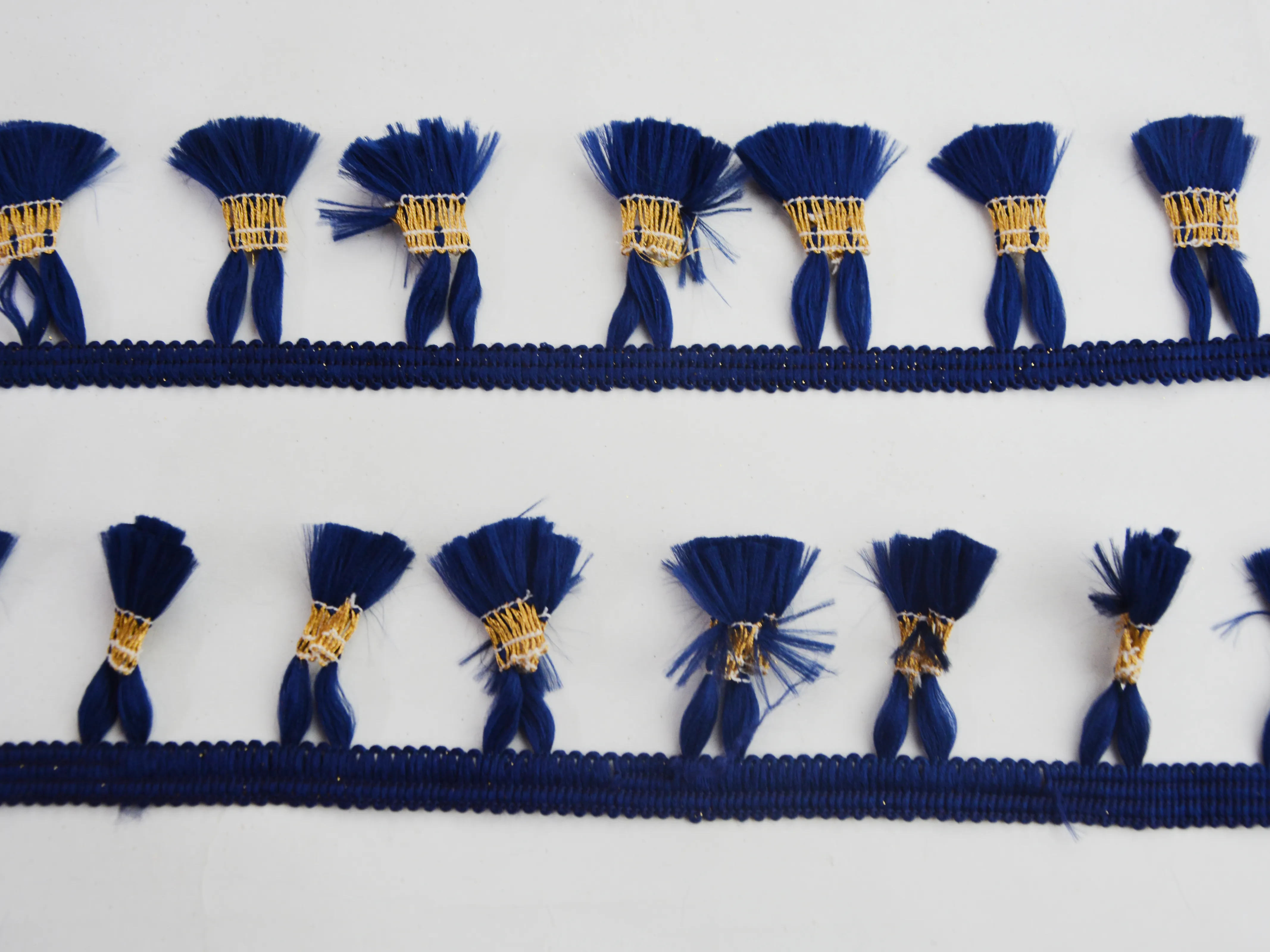 Navy Blue Thread Work Tassel Lace