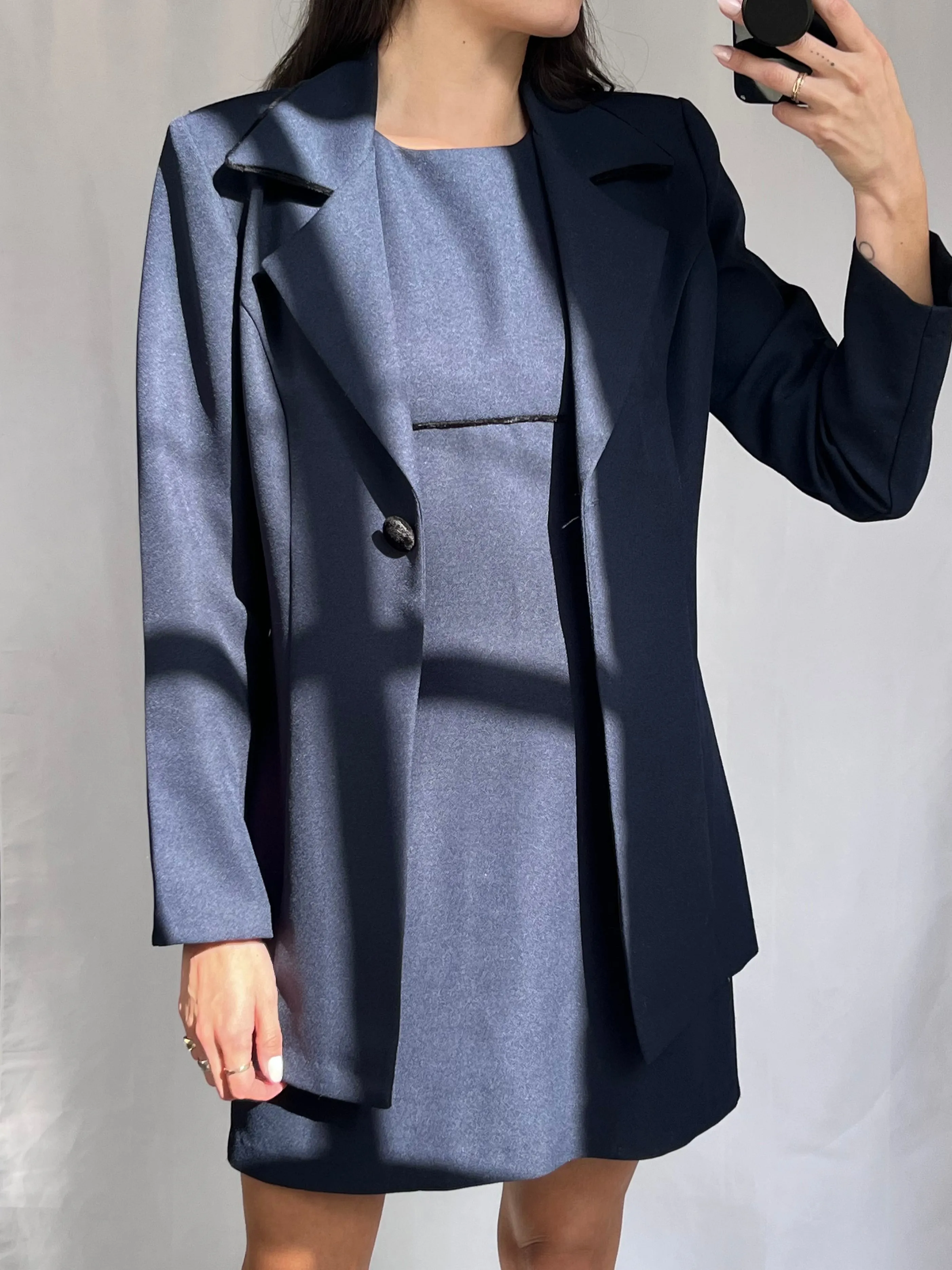 Navy Mini Dress   Blazer Set