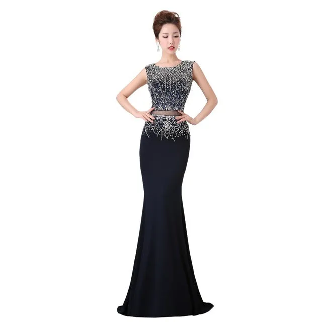O Neck Sleeve Prom Gowns