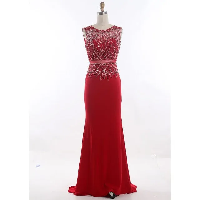 O Neck Sleeve Prom Gowns