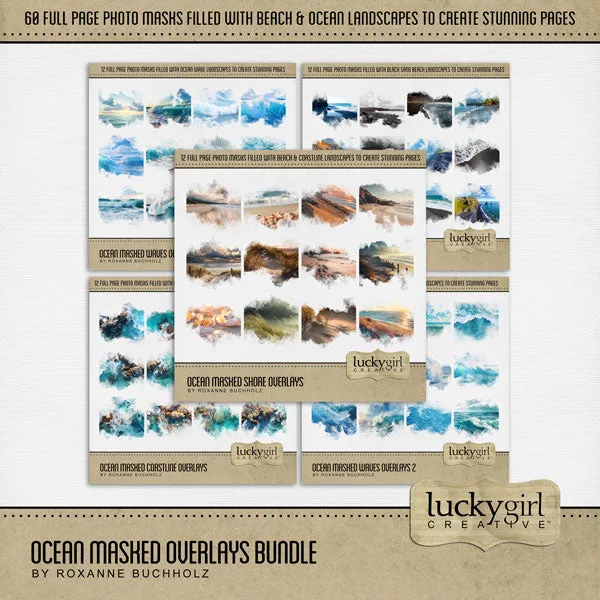 Ocean Masked Shore Overlays Digital Scrapbook Kit