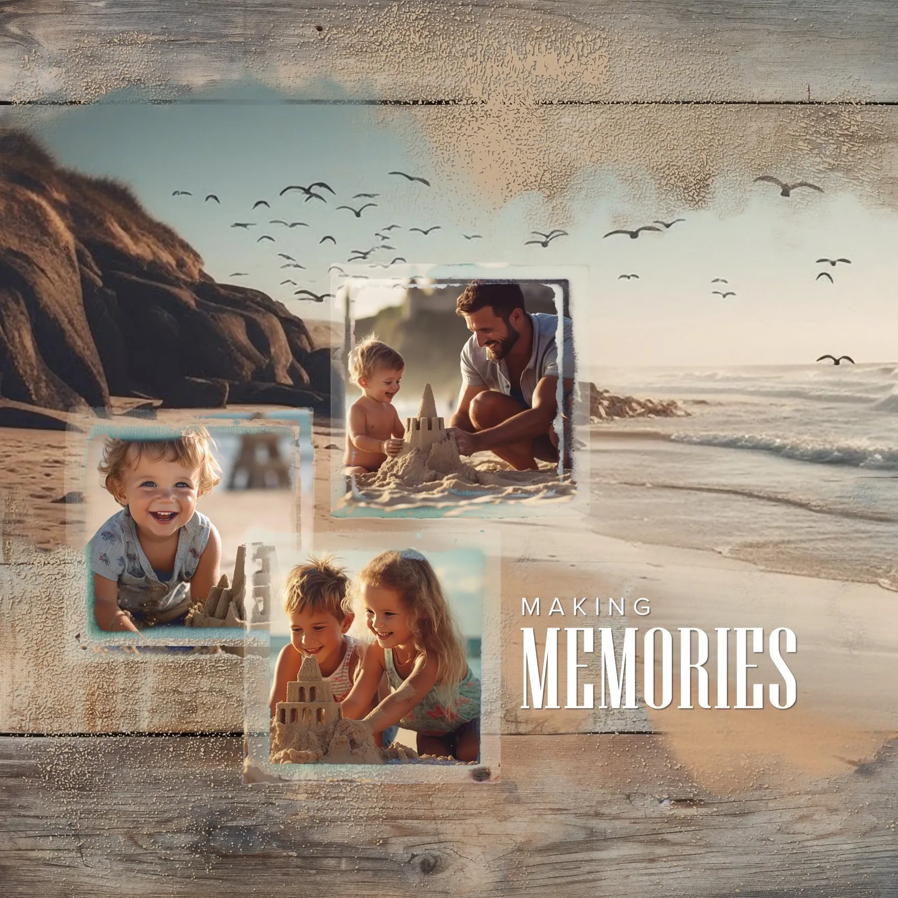 Ocean Masked Shore Overlays Digital Scrapbook Kit