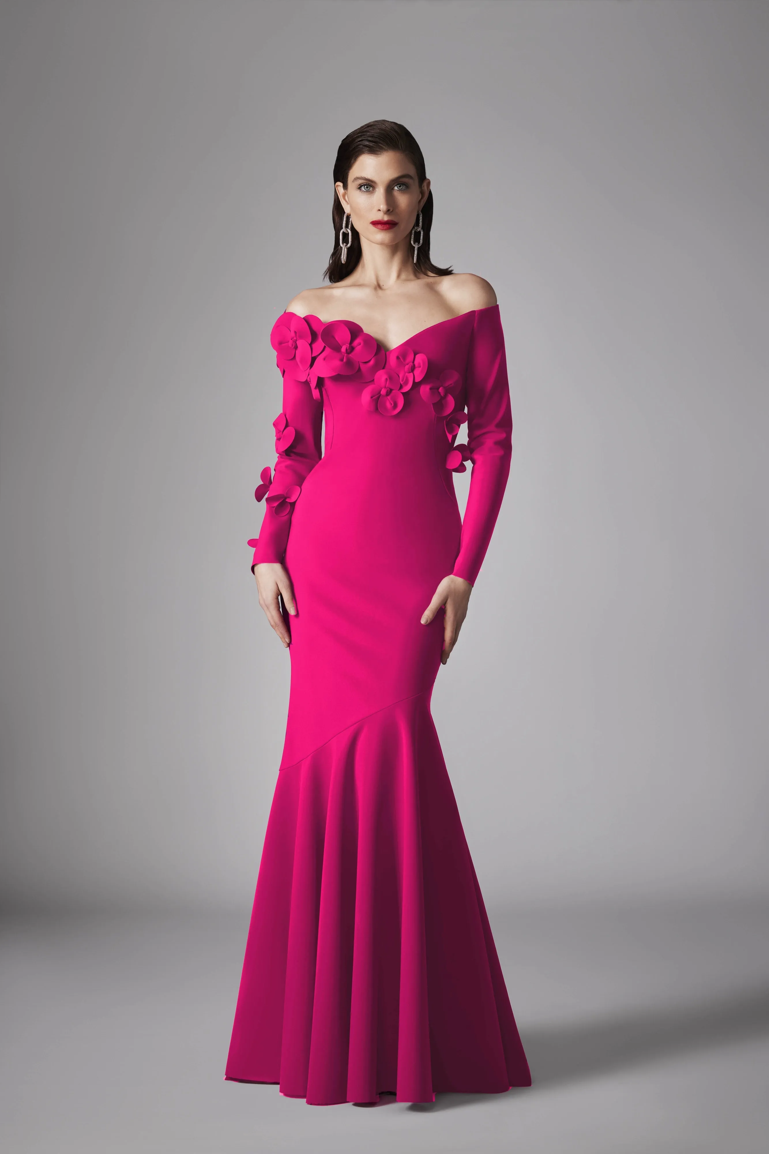OFF-THE-SHOULDER JERSEY GOWN
