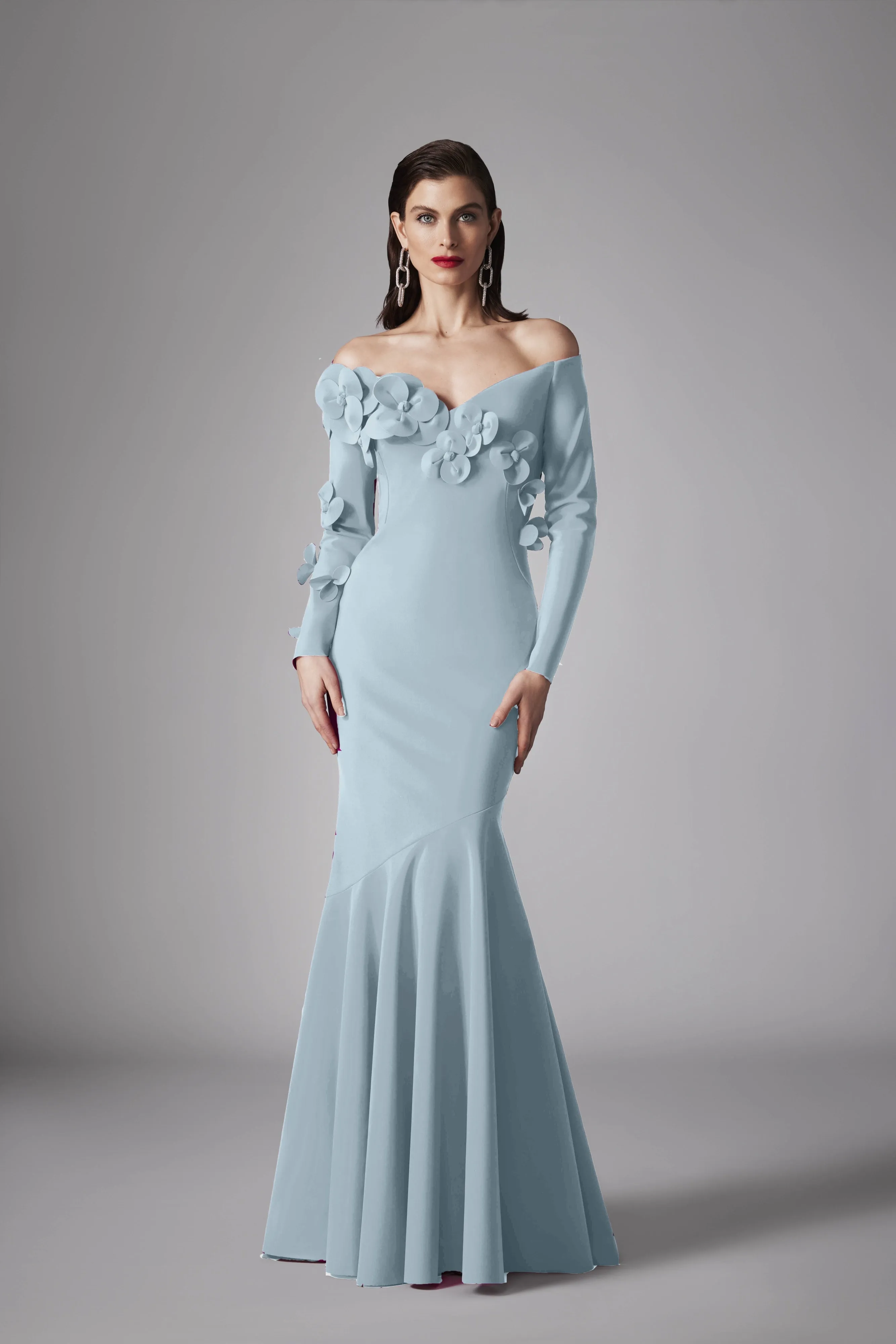OFF-THE-SHOULDER JERSEY GOWN