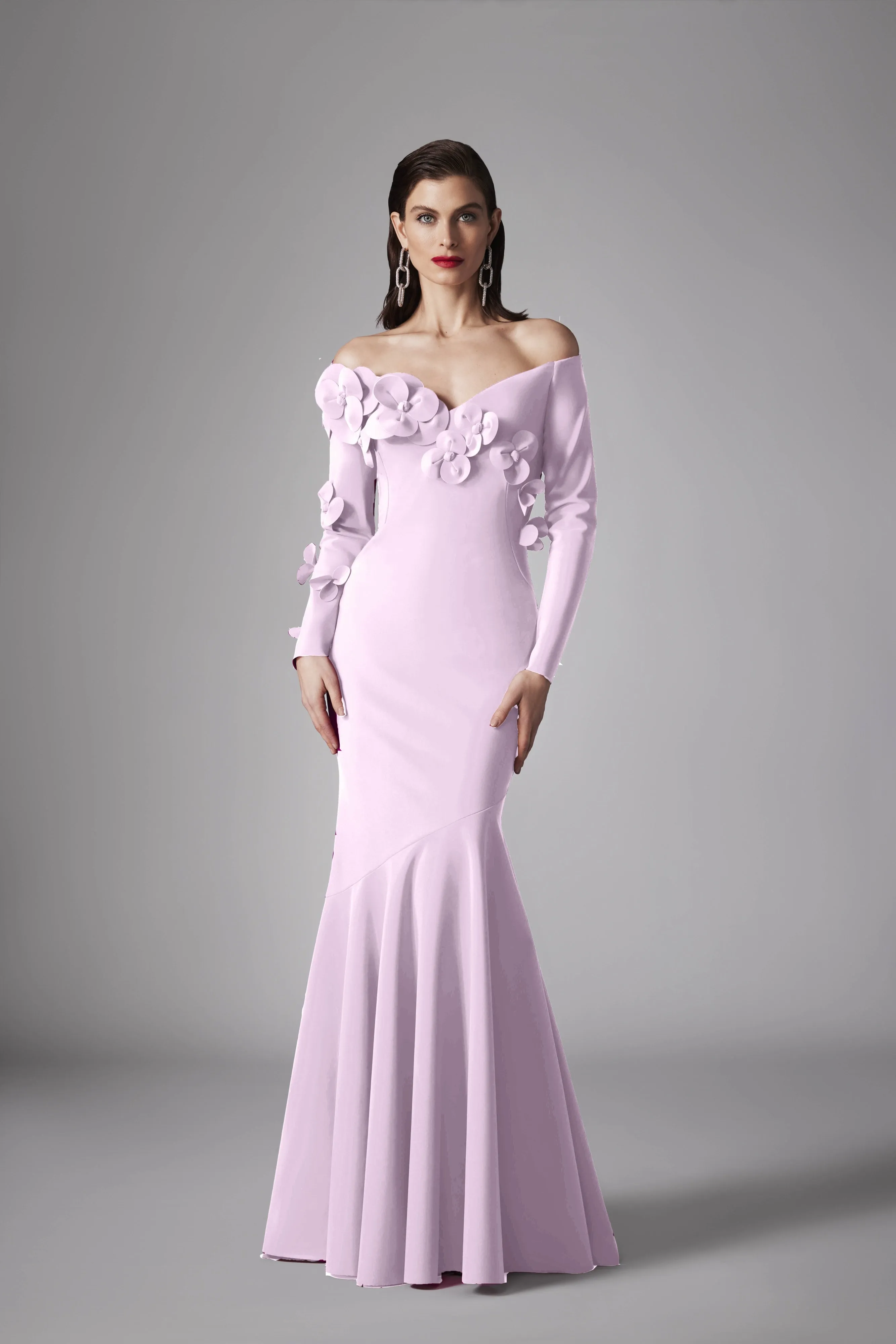 OFF-THE-SHOULDER JERSEY GOWN