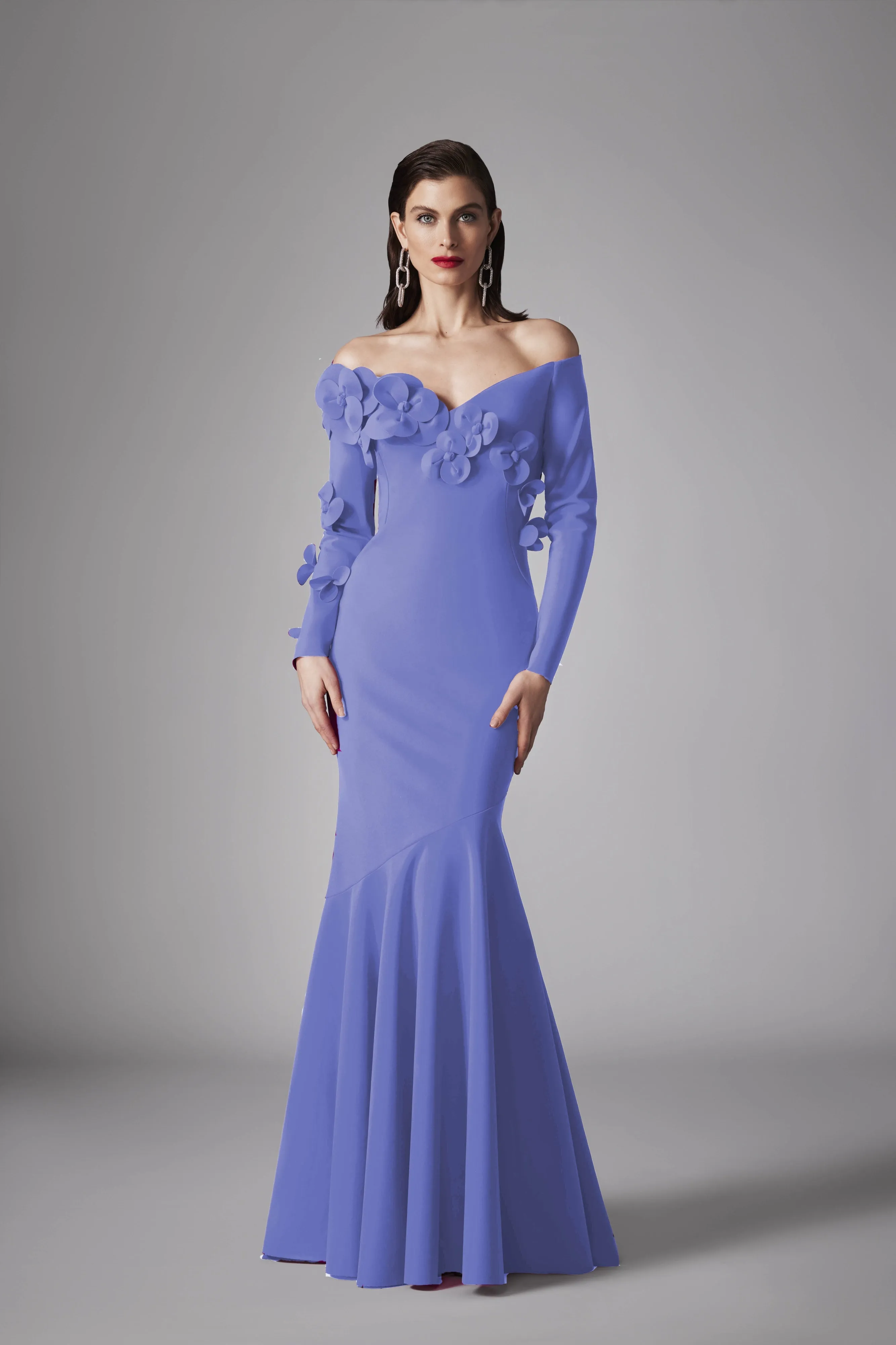 OFF-THE-SHOULDER JERSEY GOWN