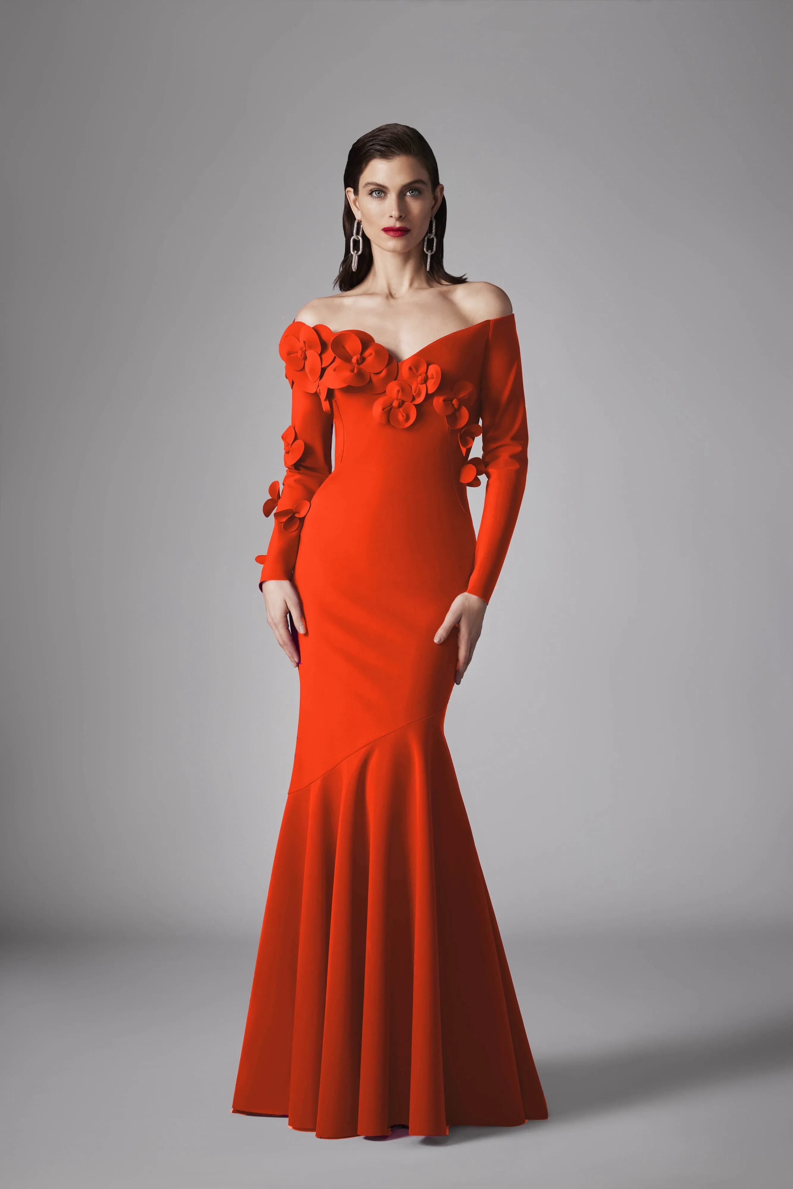 OFF-THE-SHOULDER JERSEY GOWN