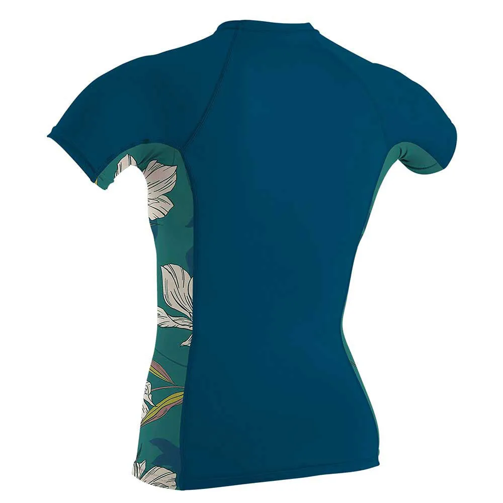 O'Neill Womens Side Print Short Sleeve Rash Guard - Navy/Bridget