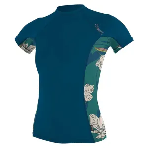 O'Neill Womens Side Print Short Sleeve Rash Guard - Navy/Bridget