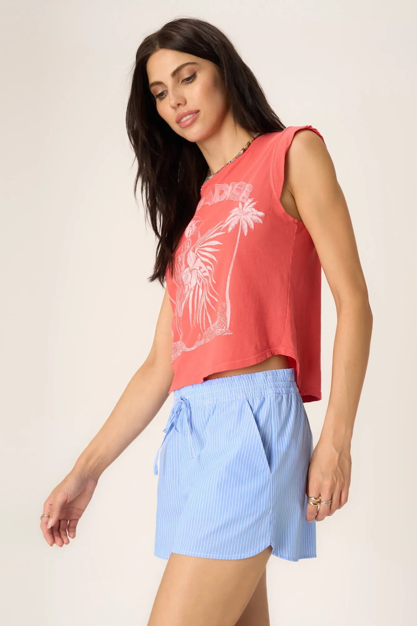 Paradise Muscle Tank - Sunset Coral