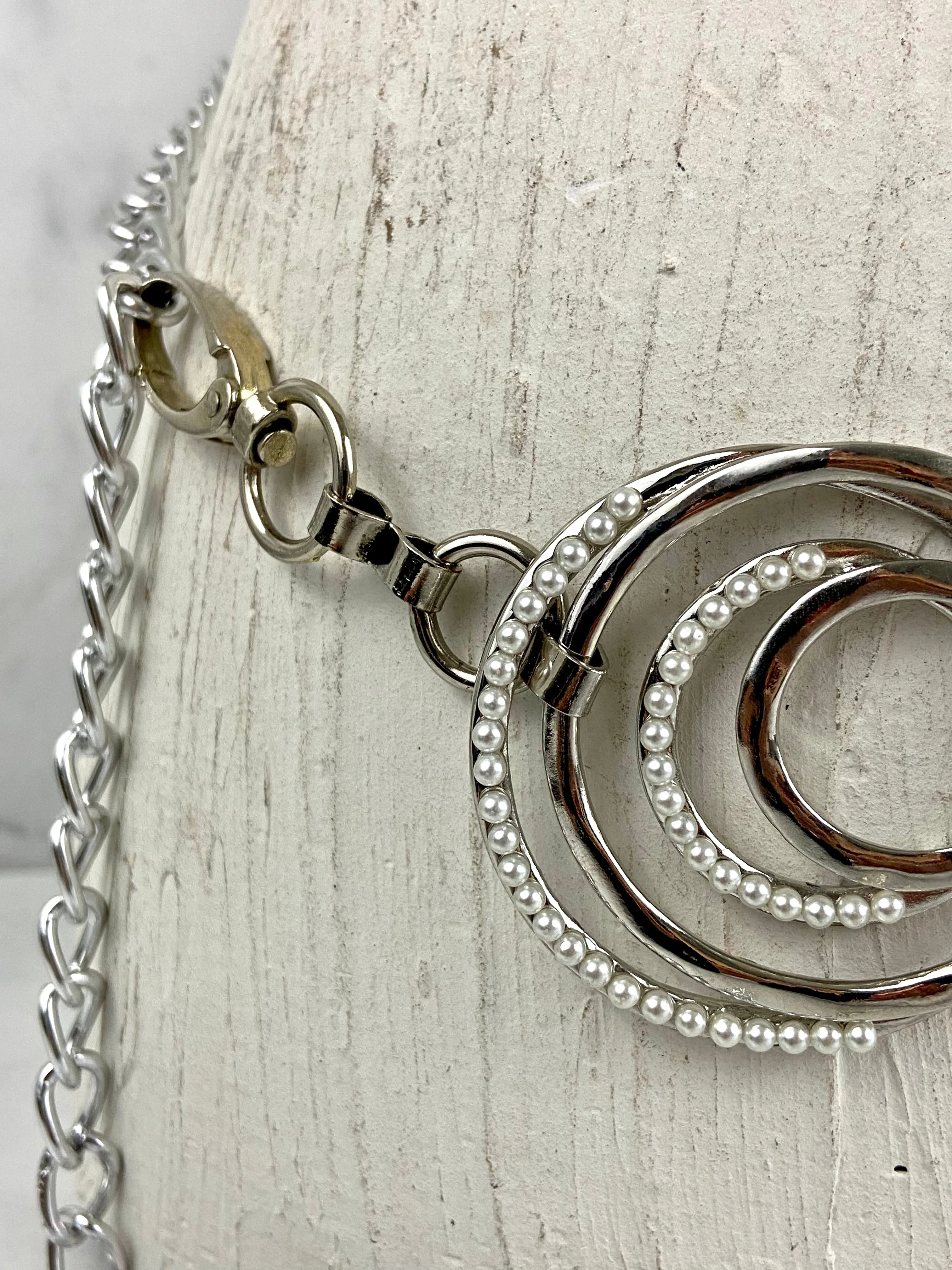Pearl and silver waist belt